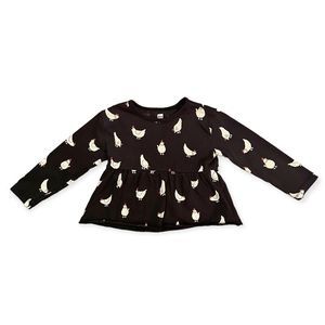 Tea Collection | Black Chicken Peplum Top (3T) 🐓
